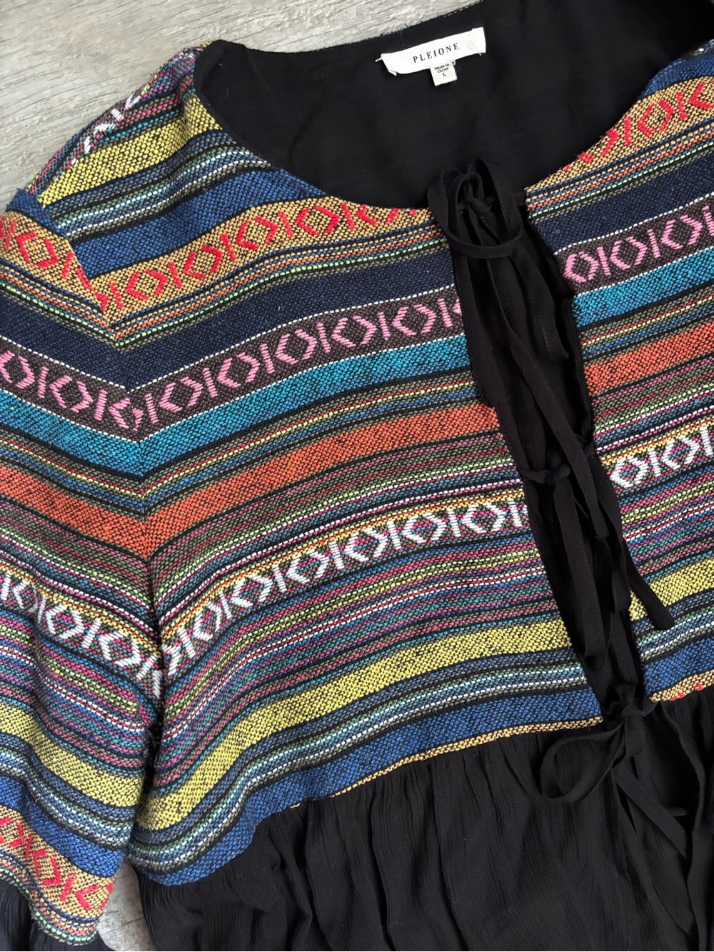Pleione Anthropologie boho cardigan tie bell sleeve L-073 - Picture 3 of 7